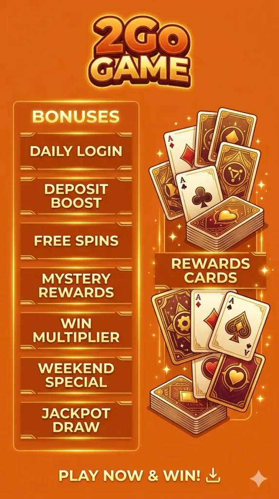 2Go Game free welcome bonus -referral bonus- deposit bonus
